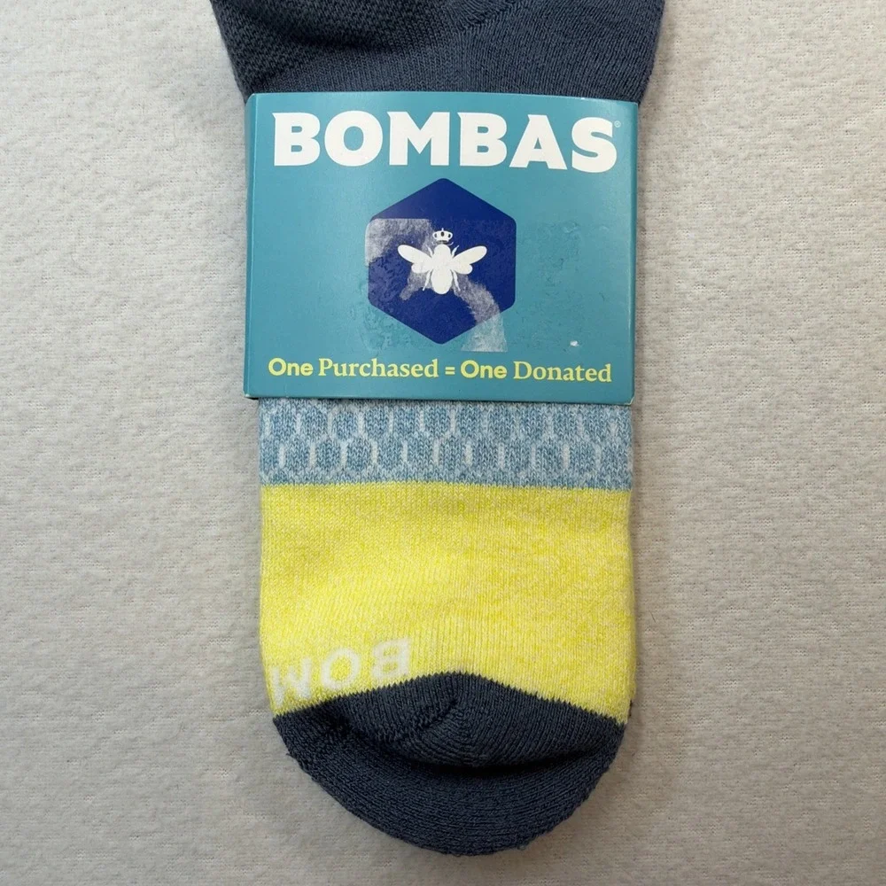 Bombas Ankle Socks Men's Size Large 9.5-13 Blue Gray Performance Cotton New